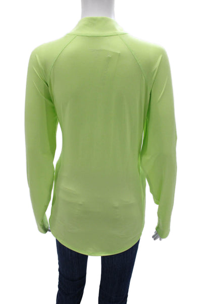 JoFit Womens Pullover Mock Neck Long Sleeve Zip Polyester Blend Green Size XL