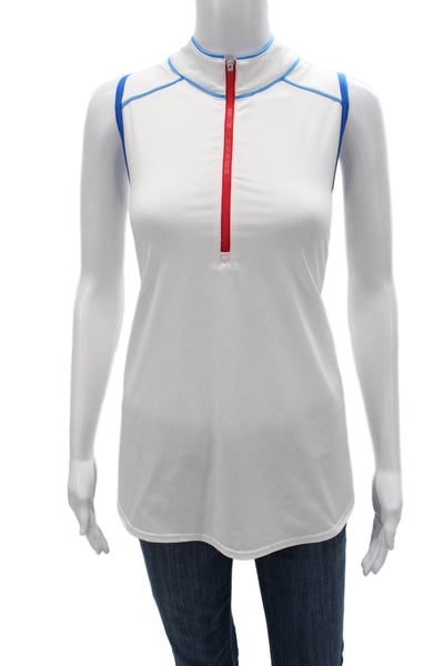 JoFit Women Basic Mock Neck Sleeveless Tank White Polyester Zip Size XL