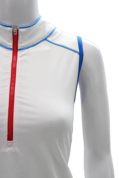 JoFit Women Basic Mock Neck Sleeveless Tank White Polyester Zip Size XL