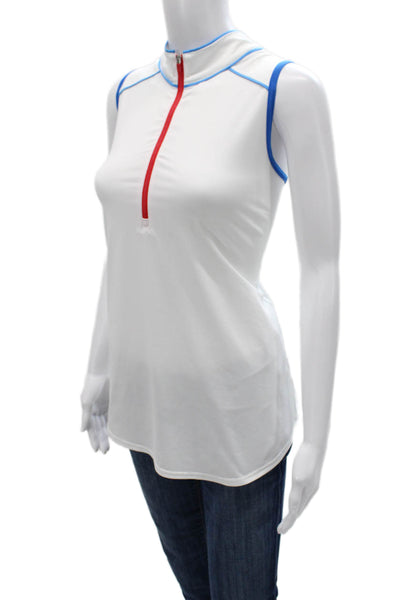 JoFit Women Basic Mock Neck Sleeveless Tank White Polyester Zip Size XL