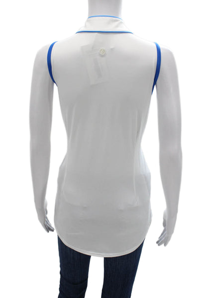 JoFit Women Basic Mock Neck Sleeveless Tank White Polyester Zip Size XL