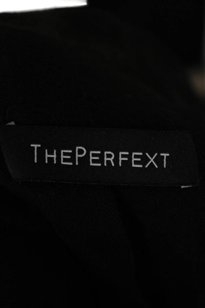 The Perfext Womens Biker Leather Jacket Black Buckle Long Sleeve Size S