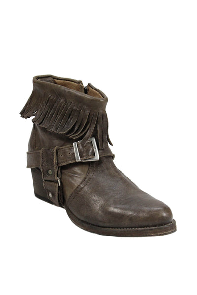 AllSaints Co Ltd Spitalfields Womens Leather Fringe Trim Boots Brown Size 41 11