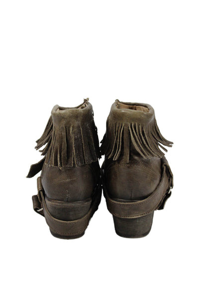 AllSaints Co Ltd Spitalfields Womens Leather Fringe Trim Boots Brown Size 41 11