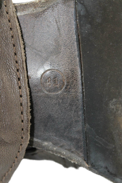 AllSaints Co Ltd Spitalfields Womens Leather Fringe Trim Boots Brown Size 41 11