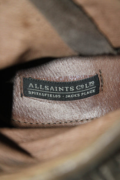 AllSaints Co Ltd Spitalfields Womens Leather Fringe Trim Boots Brown Size 41 11