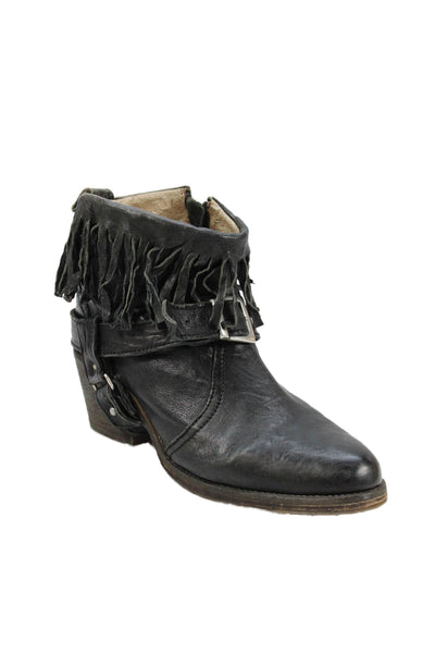 AllSaints Co Ltd Spitalfields Womens Leather Fringe Trim Boots Black Size 40 10