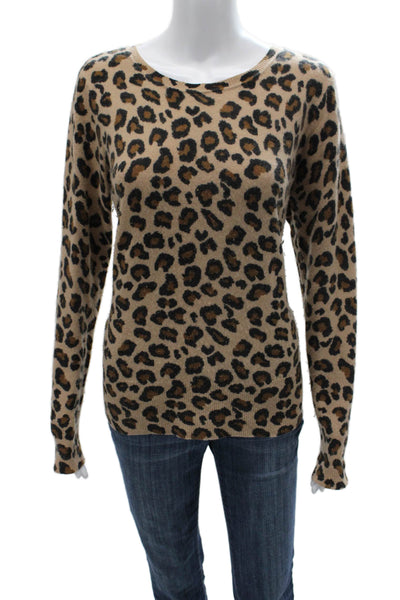 Cynthia Rowley Women Cashmere Animal Print Pullover Round Neck Longsleeve Size L