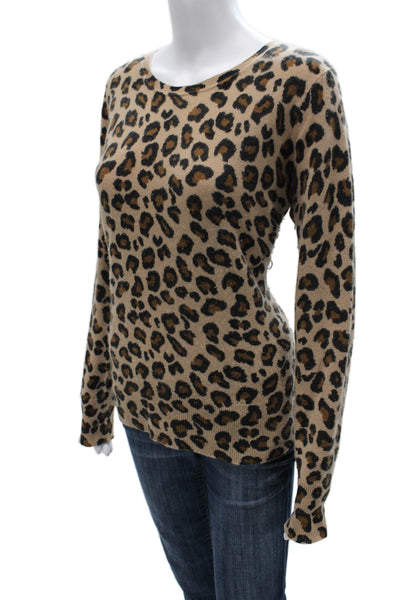 Cynthia Rowley Women Cashmere Animal Print Pullover Round Neck Longsleeve Size L