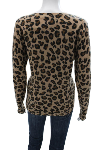 Cynthia Rowley Women Cashmere Animal Print Pullover Round Neck Longsleeve Size L