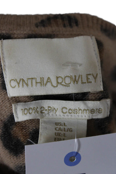 Cynthia Rowley Women Cashmere Animal Print Pullover Round Neck Longsleeve Size L