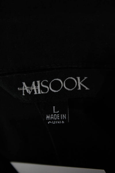 Misook Womens Black Cotton V-Neck Sleeveless Basic Blouse Button Size L