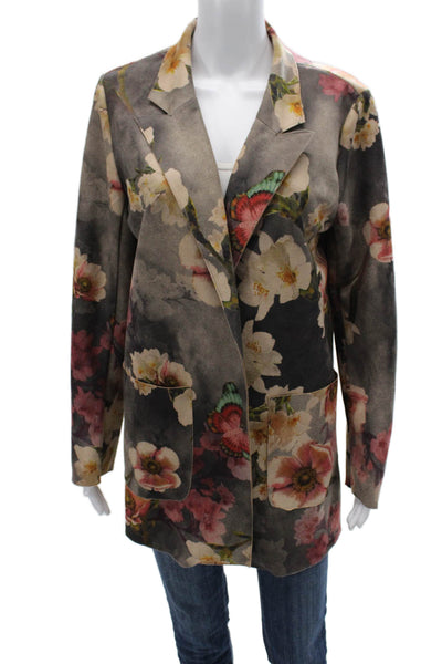 Solitaire Womens Basic Jacket Floral Multicolor Polyester Long Sleeve Size M