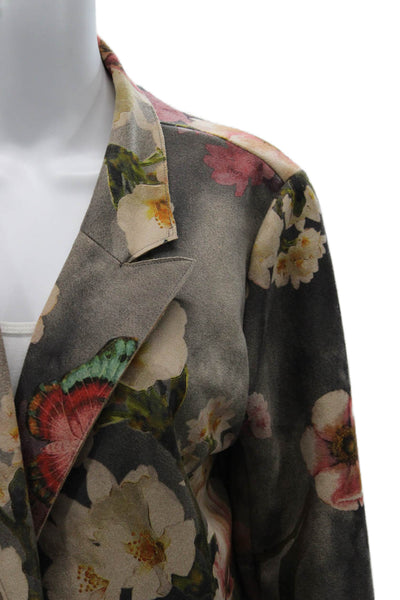 Solitaire Womens Basic Jacket Floral Multicolor Polyester Long Sleeve Size M