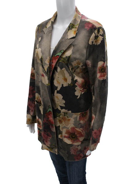 Solitaire Womens Basic Jacket Floral Multicolor Polyester Long Sleeve Size M