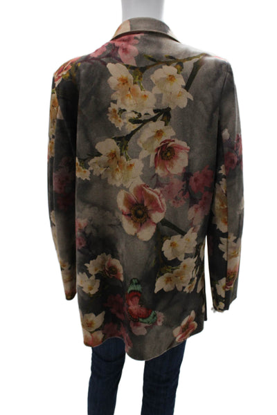 Solitaire Womens Basic Jacket Floral Multicolor Polyester Long Sleeve Size M