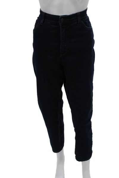Curve Women Tapered Jeans High Rise Blue Button Cotton Blend Size 32