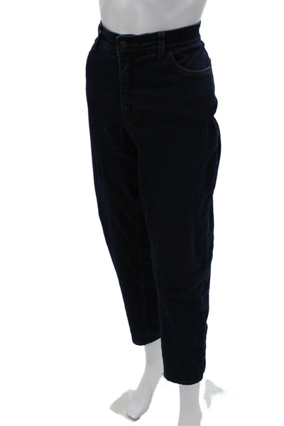Curve Women Tapered Jeans High Rise Blue Button Cotton Blend Size 32