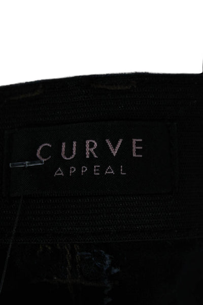 Curve Women Tapered Jeans High Rise Blue Button Cotton Blend Size 32