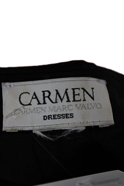 Carmen Carmen Marc Valvo Women Shift Dress Black V-Neck Sleeveless Size L