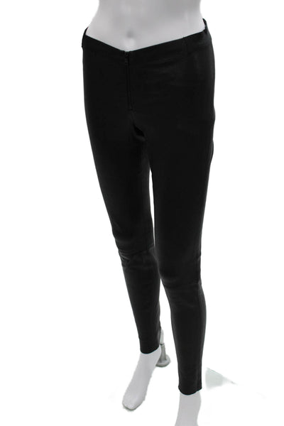 Alice + Olivia Women Lamb Leather Leggings Black Size 2
