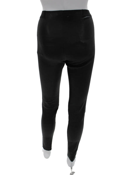 Alice + Olivia Women Lamb Leather Leggings Black Size 2