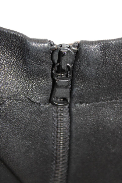 Alice + Olivia Women Lamb Leather Leggings Black Size 2