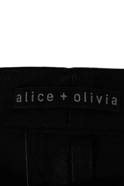Alice + Olivia Women Lamb Leather Leggings Black Size 2