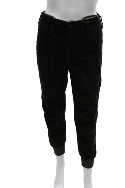 Vince Womens Green Cotton Jogger Pants Button Closure Size 0