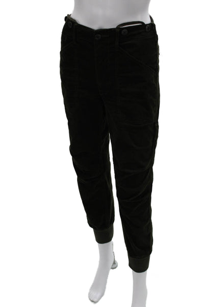 Vince Womens Green Cotton Jogger Pants Button Closure Size 0