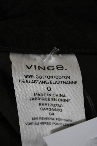 Vince Womens Green Cotton Jogger Pants Button Closure Size 0