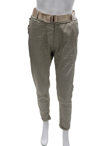 Brand Bazar Womens Ankle Pants Beige Viscose Zip Solid Spring Size 28