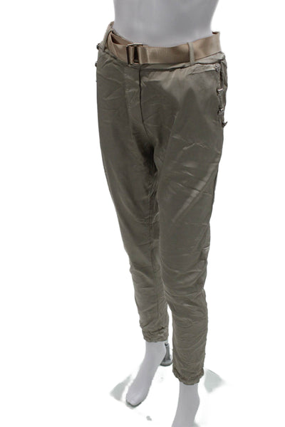 Brand Bazar Womens Ankle Pants Beige Viscose Zip Solid Spring Size 28
