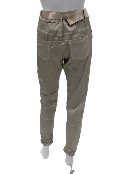 Brand Bazar Womens Ankle Pants Beige Viscose Zip Solid Spring Size 28