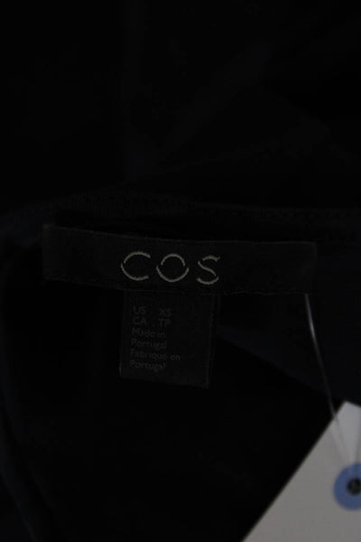 COS Womens Basic Long Sleeve T-Shirt Blue Round Neck 91% Cotton Size XS