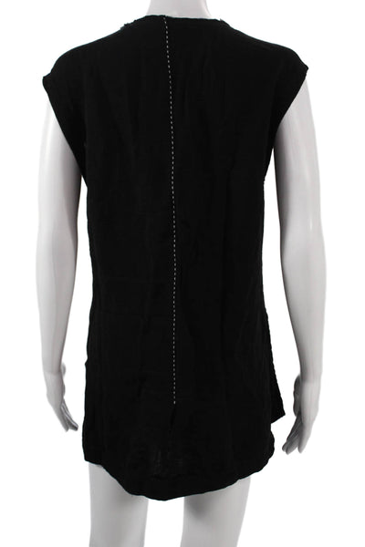 Transit Par Such Womens Tunic V Neck Sleeveless Tie Black Viscose Size 4