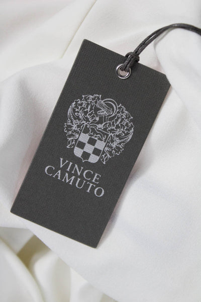Vince Camuto Women White Sheath Dress Boat Neck 3/4 Sleeve Knee Length Size 6