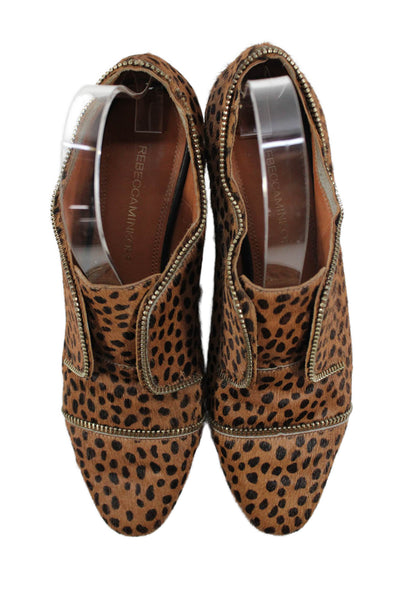 Rebecca Minkoff Womens Block Heel Zipper Trim Pony Hair Pumps Brown Size 7