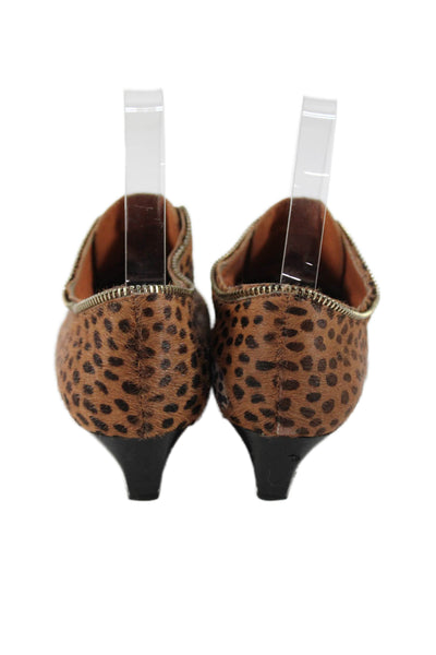 Rebecca Minkoff Womens Block Heel Zipper Trim Pony Hair Pumps Brown Size 7