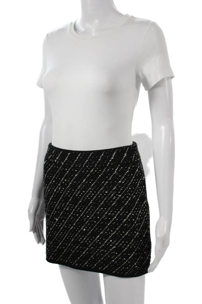 Zara Womens Straight Pencil Mini Skirt Black Striped Acrylic Pull On Size S