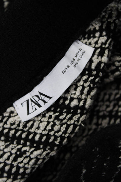 Zara Womens Straight Pencil Mini Skirt Black Striped Acrylic Pull On Size S