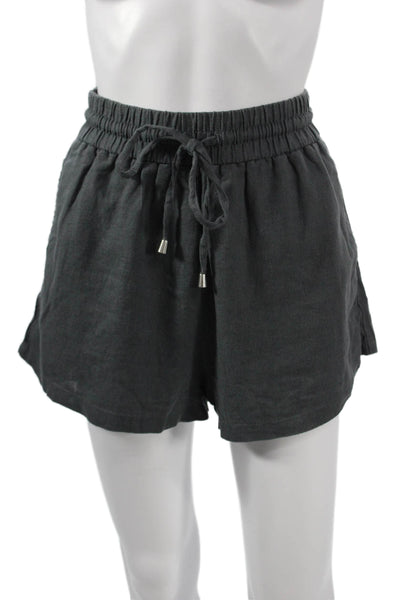 Zara Womens Paperbag Linen Drawstring Shorts Gray Summer Size XS