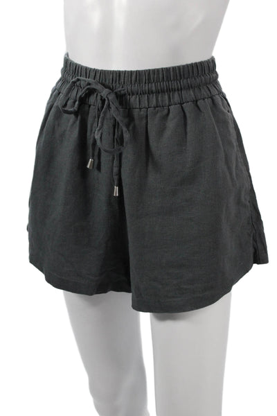 Zara Womens Paperbag Linen Drawstring Shorts Gray Summer Size XS