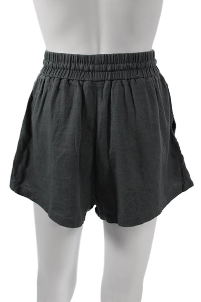 Zara Womens Paperbag Linen Drawstring Shorts Gray Summer Size XS
