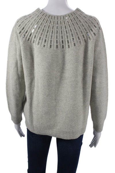 Vince Women Pullover Sweater Gray Viscose Long Sleeve Round Neck Size XS