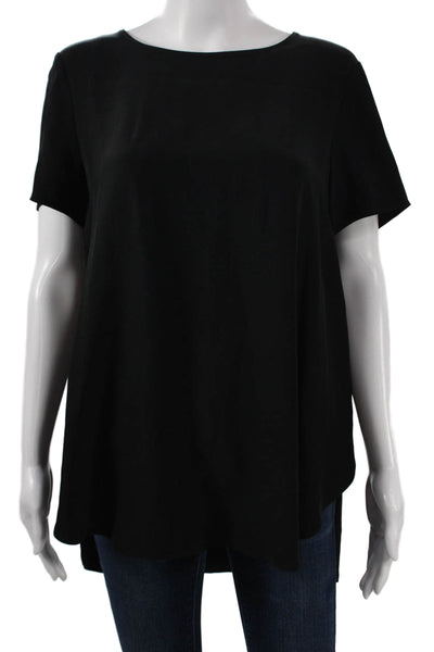 Lafayette 148 New York Womens Tunic Boat Neck Short Sleeve Black Size 8