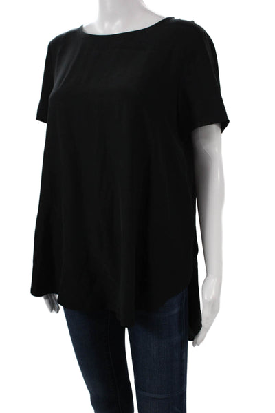 Lafayette 148 New York Womens Tunic Boat Neck Short Sleeve Black Size 8