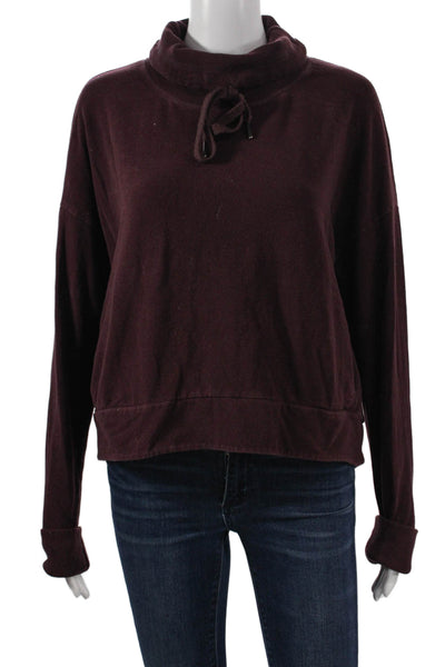 Sweaty Betty Women Pullover Sweatshirt Red Cowl Neck Long Sleeve Cotton Size S