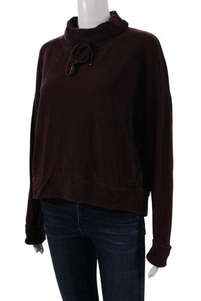 Sweaty Betty Women Pullover Sweatshirt Red Cowl Neck Long Sleeve Cotton Size S