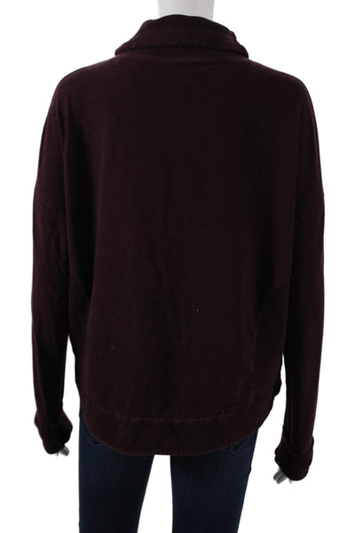 Sweaty Betty Women Pullover Sweatshirt Red Cowl Neck Long Sleeve Cotton Size S